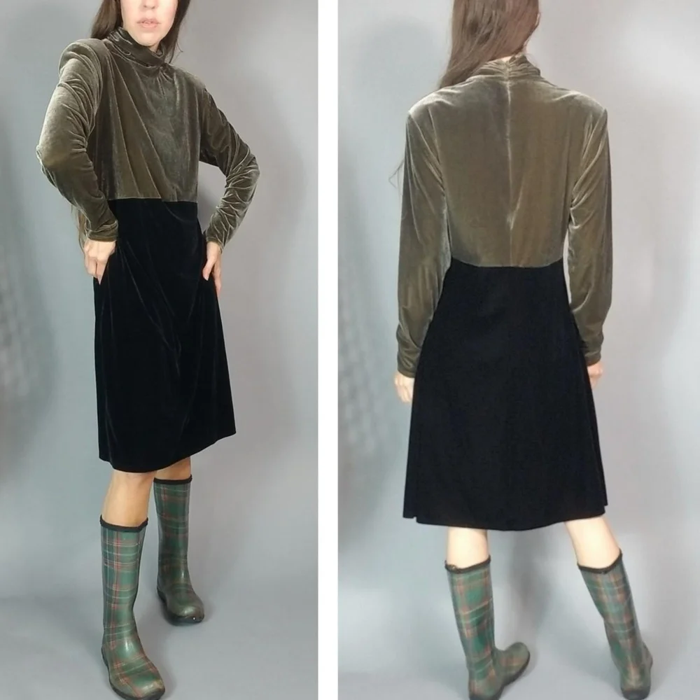 ❌️sold❌️Vintage 90s Velveteen Dress M L - Picture 4 of 7